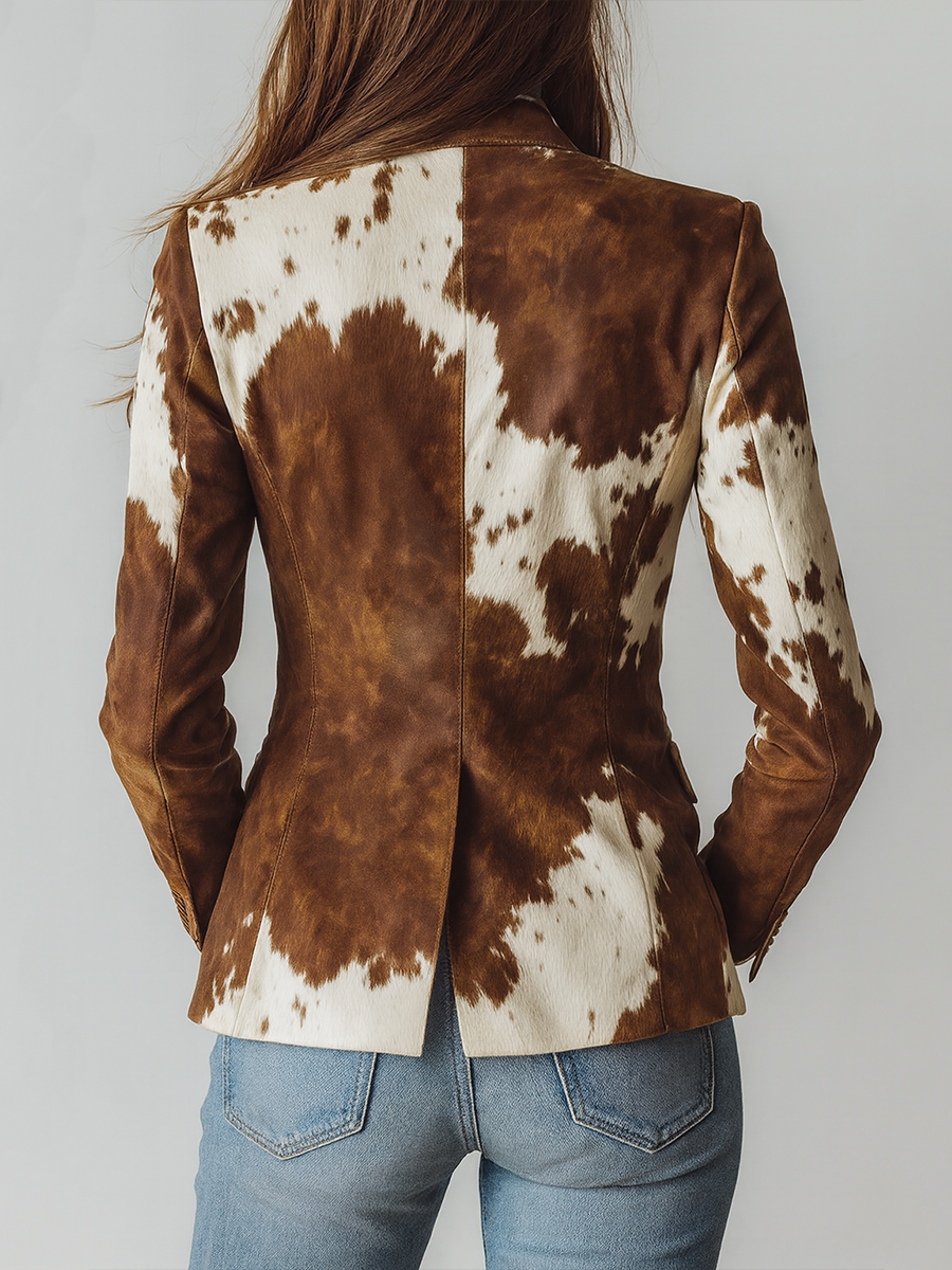 Agathe | Blazer vintage con estampado de vaca ecorresponsable