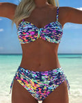 Bikini de tiras finas con estampado abstracto