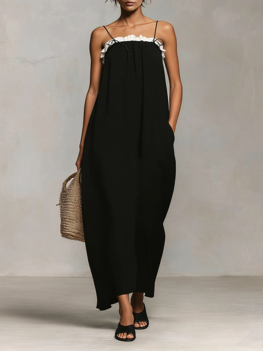 Mirelle™ | Vestido Maxi con Bloques de Color y Tirantes Finos