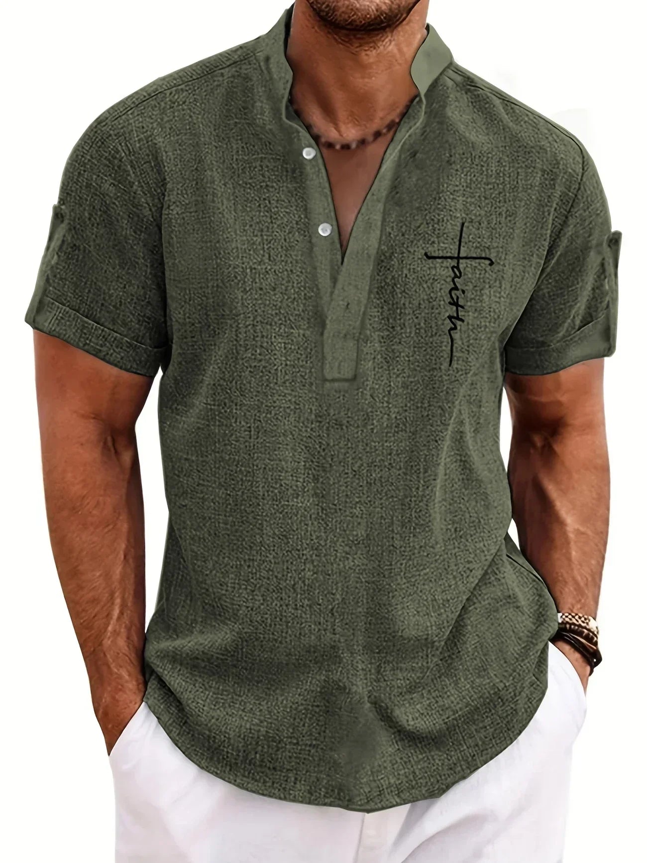 Leblanc™ | Camisa elegante de manga corta y cuello alto
