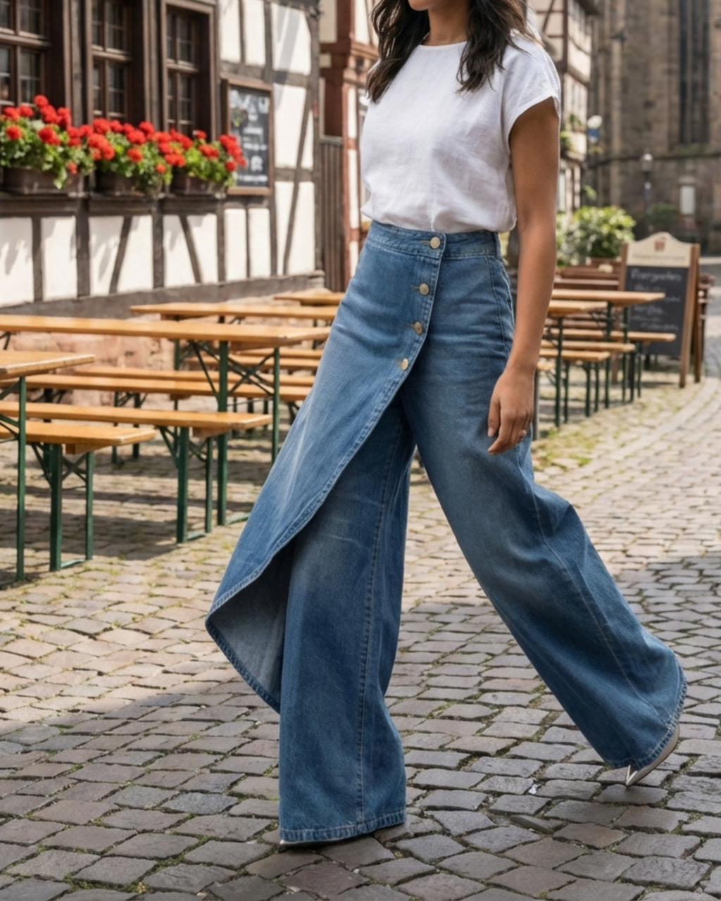 Abigail - Jeans de denim de corte slim con diseño envolvente