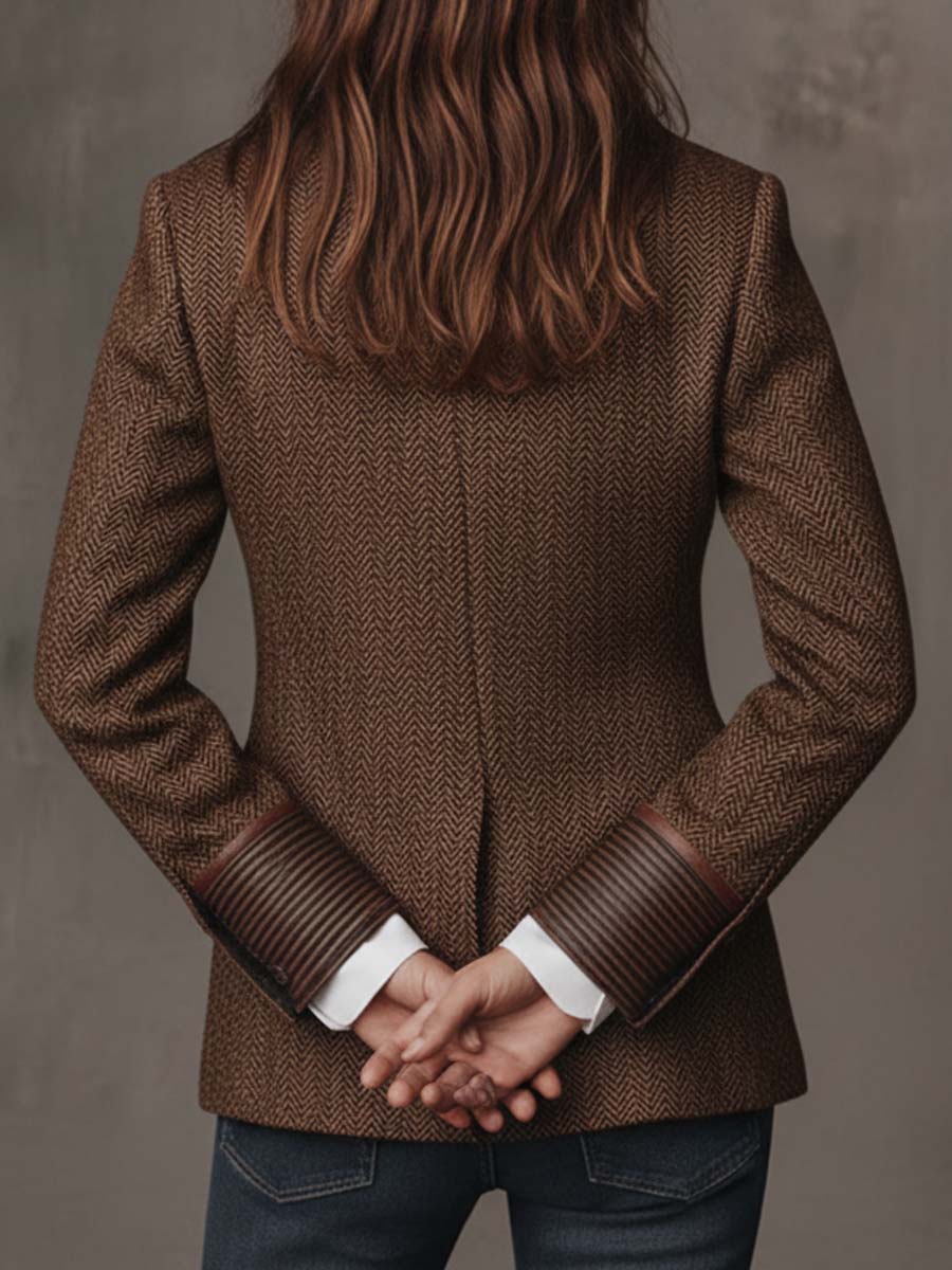 Gisèle | Blazer con Paneles y Estampado de Espiguilla
