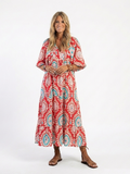 Zaria | Vestido midi paisley con escote en V y manga corta