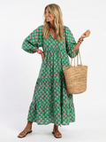 Fiora | Vestido midi de volantes con estampado floral y escote en V