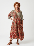 Saffron | Vestido midi relajado con estampado mixto y bolsillos