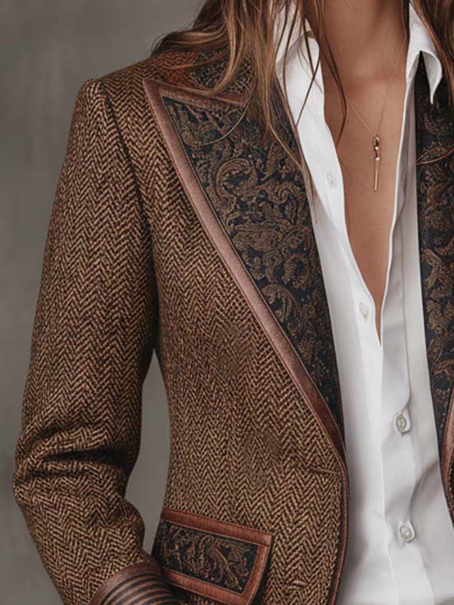 Gisèle | Blazer con Paneles y Estampado de Espiguilla