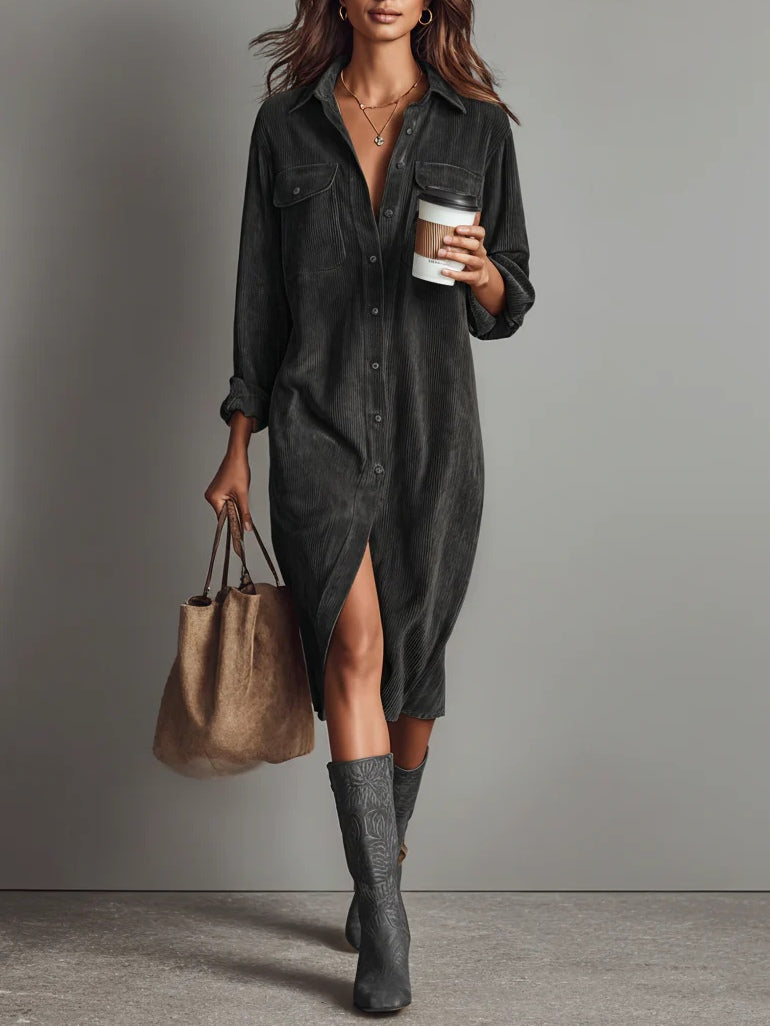 Rosaria – Vestido Midi Amplio con Dobles Bolsillos