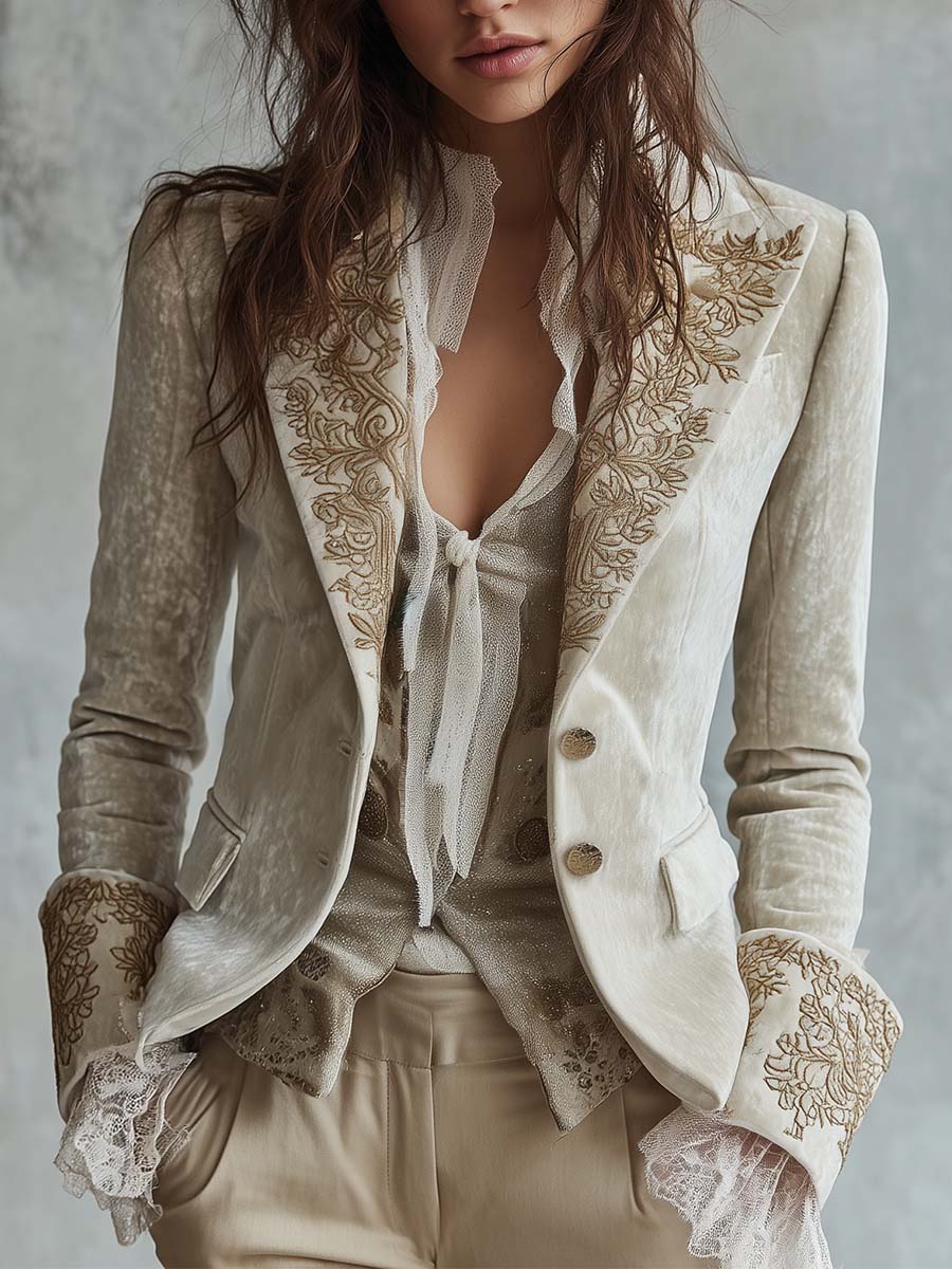 Constance | Blazer sastre bordado en marfil