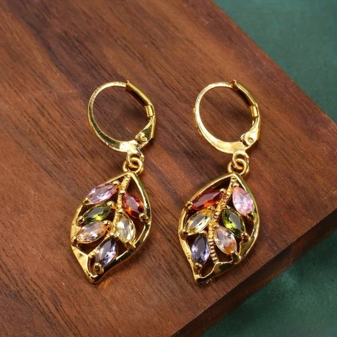 Asunción - Pendientes Vintage de Pan de Oro Multicolor
