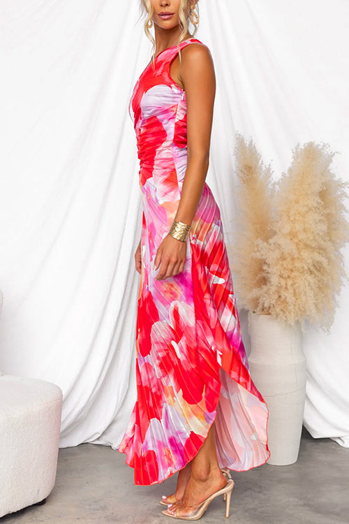 Yanira™ Vestido plisado de un solo hombro elegante y refinado