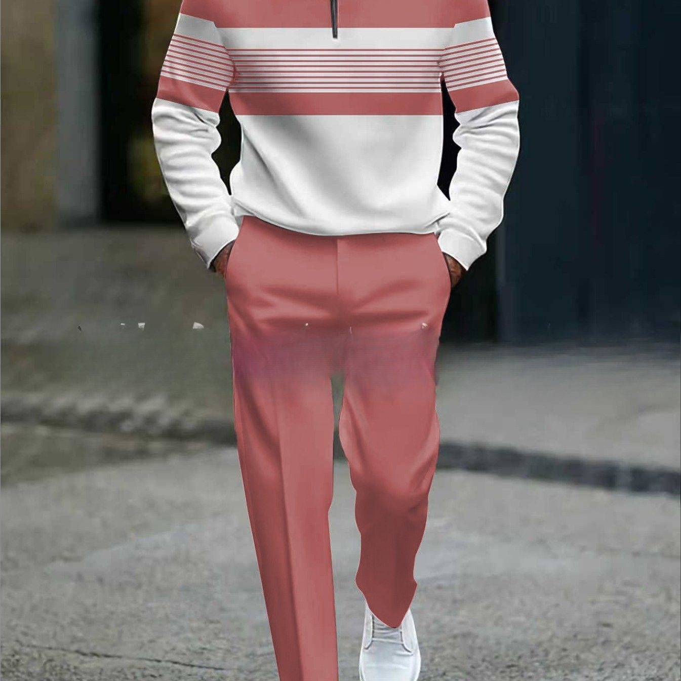👕 ¡50% de descuento! 🔥 Conjunto para hombre con estampado gráfico – suéter y pantalón – estilo street casual, tela cómoda y combinación perfecta 👖