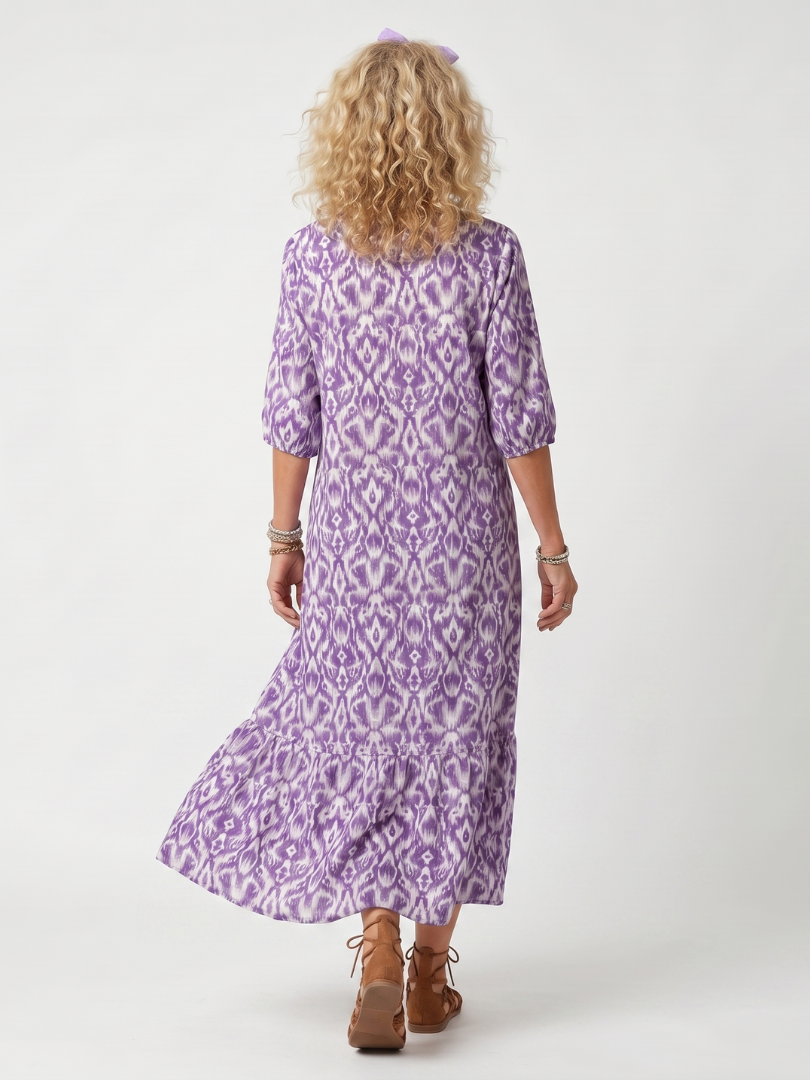 Penelope | Vestido midi estampado con cordón de borlas