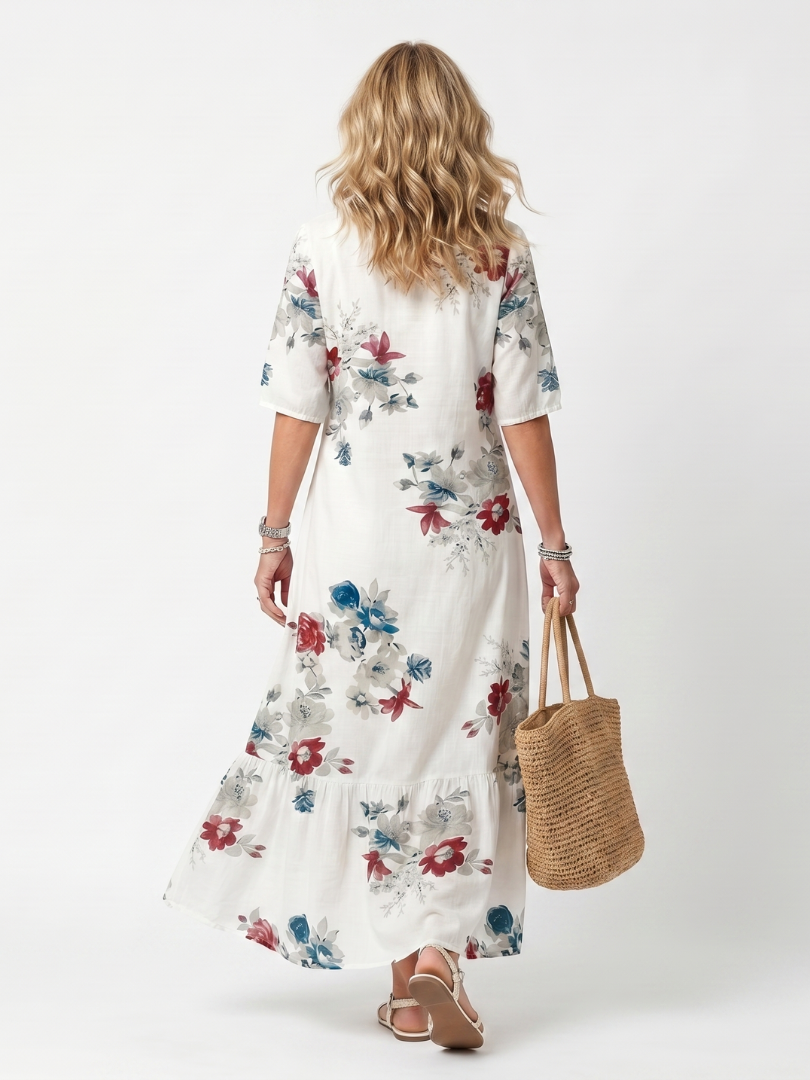 Maeva | Vestido midi floral con cordón de borlas