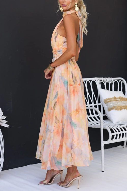 Halter™ - Vestido maxi estampado elegante