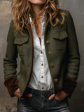 Honorine | Blazer Vintage Espiguilla con Ribetes Contrastantes
