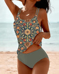 Tankini estampado con tirantes dobles