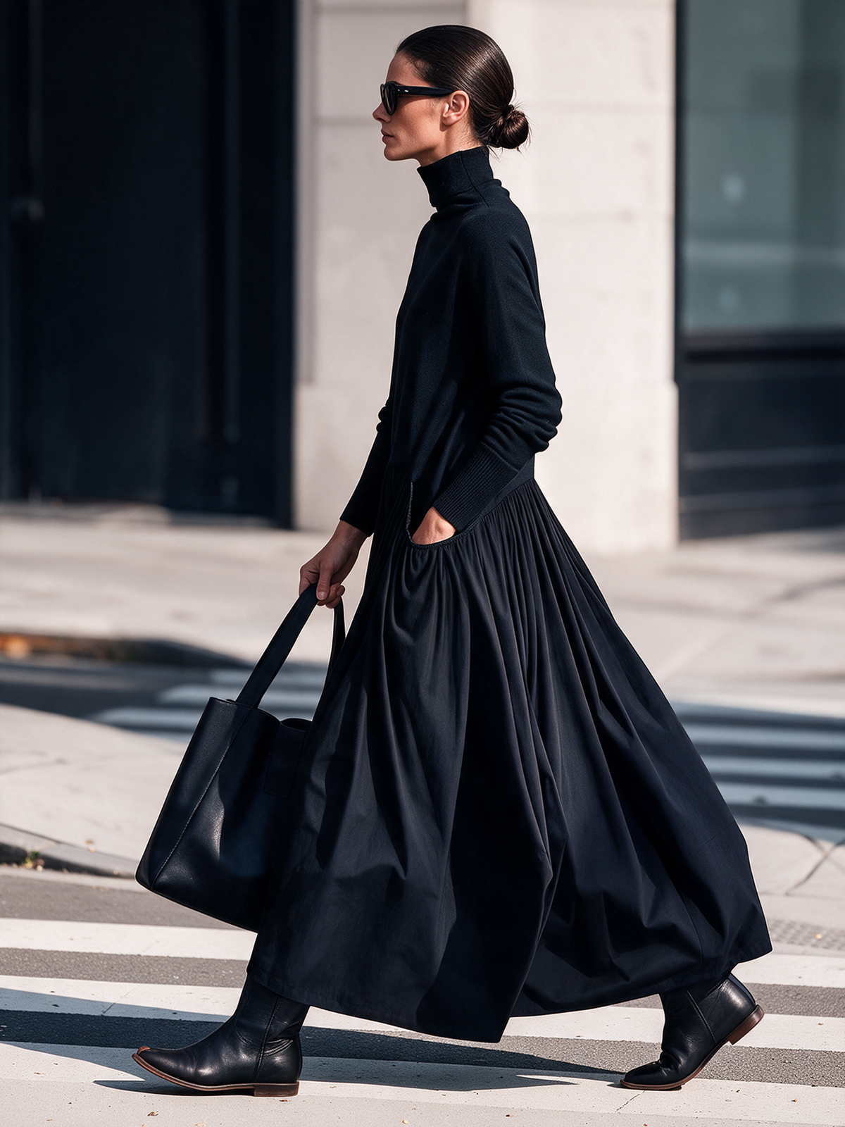 Adèle | Vestido Maxi de Cuello Vuelto con Cintura Caída