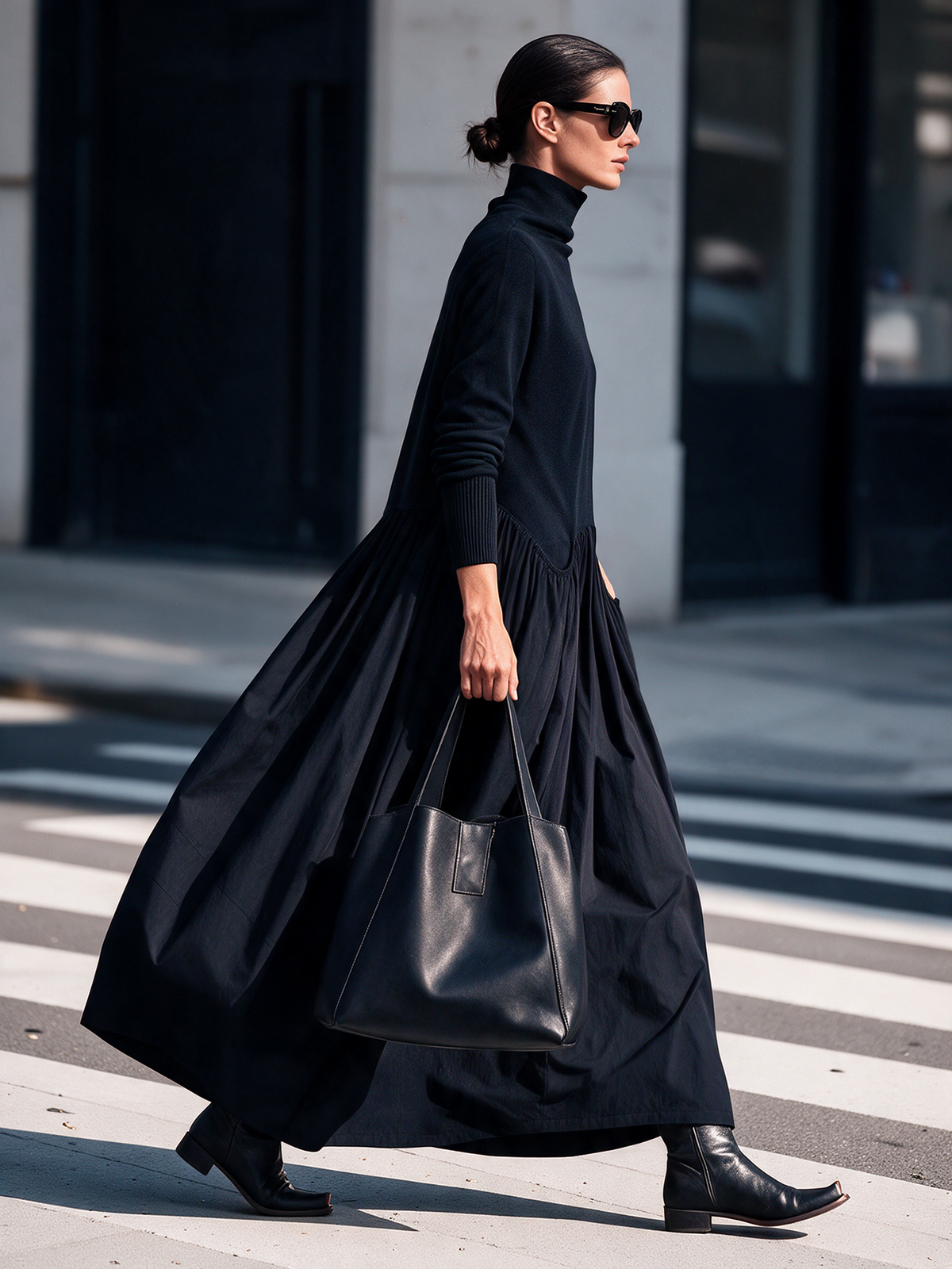 Adèle | Vestido Maxi de Cuello Vuelto con Cintura Caída