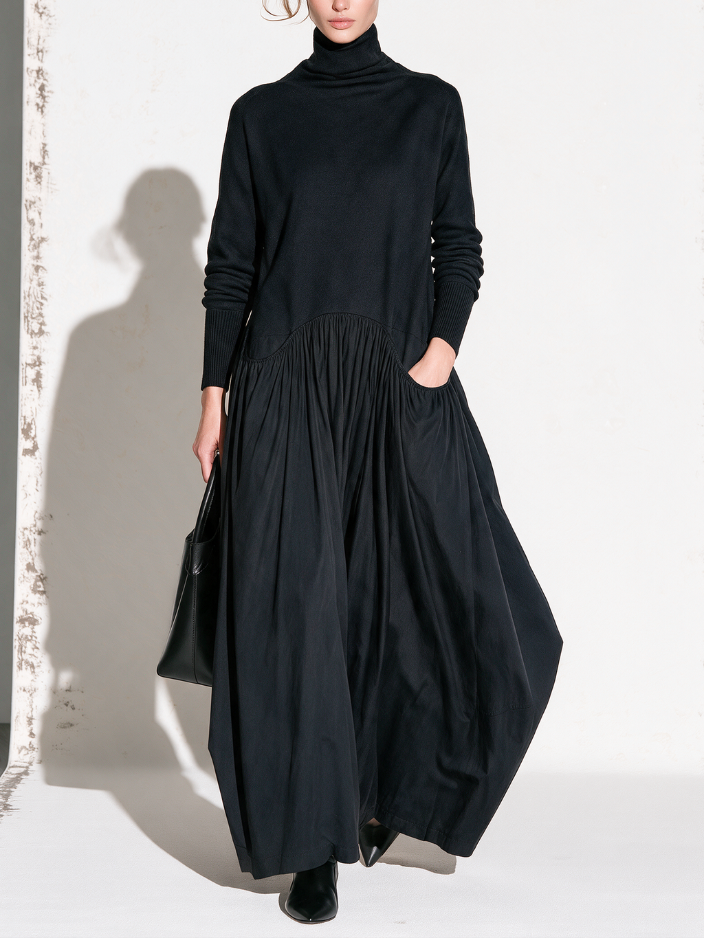 Adèle | Vestido Maxi de Cuello Vuelto con Cintura Caída