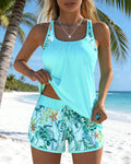 Tankini elegante con estampado océano partido