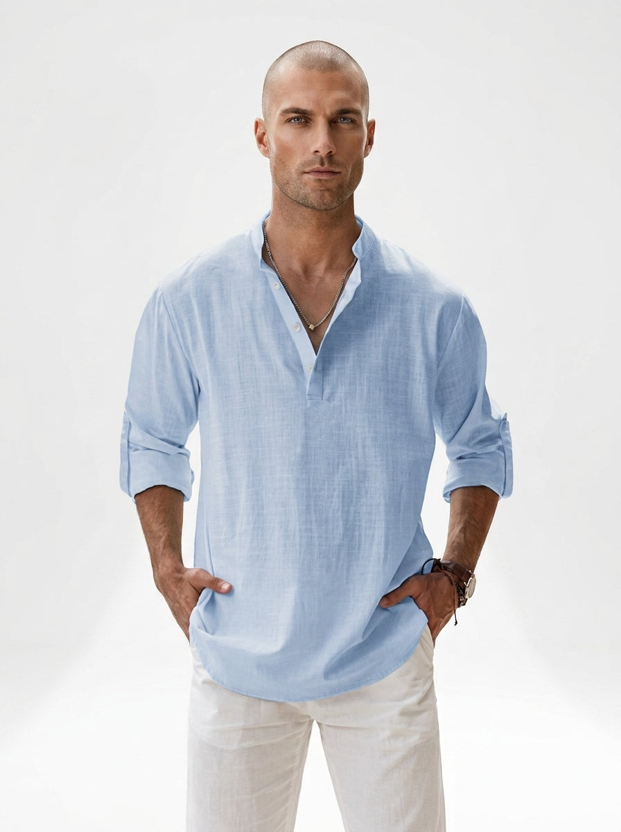 LAURENT MONACO | CAMISA MINIMALISTA CUELLO MANDARÍN