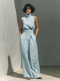 Maria™ | Conjunto completo con top de tirantes y pantalón ancho en algodón y lino