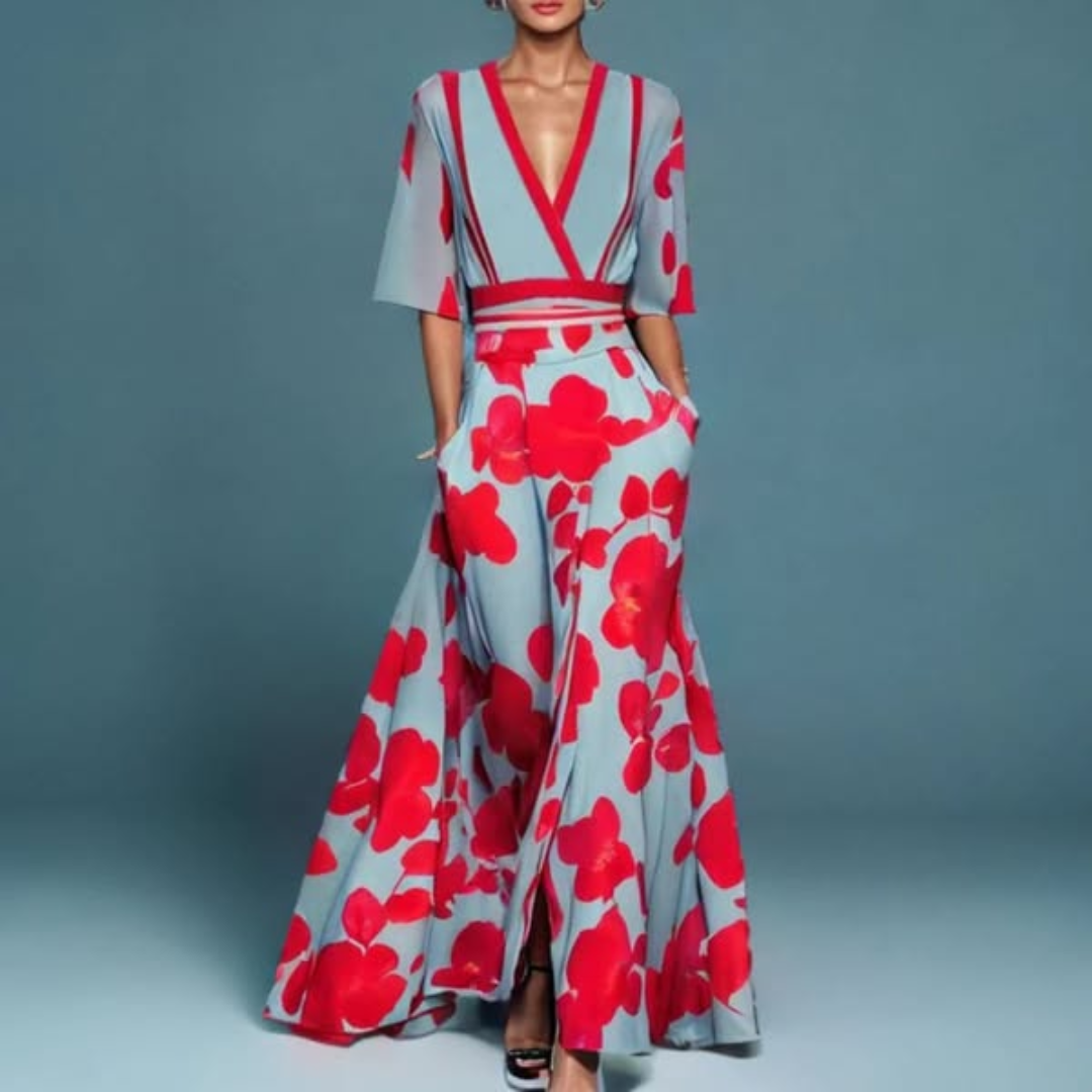 Michelle™ - Vestido elegante con estampado floral de encanto refinado