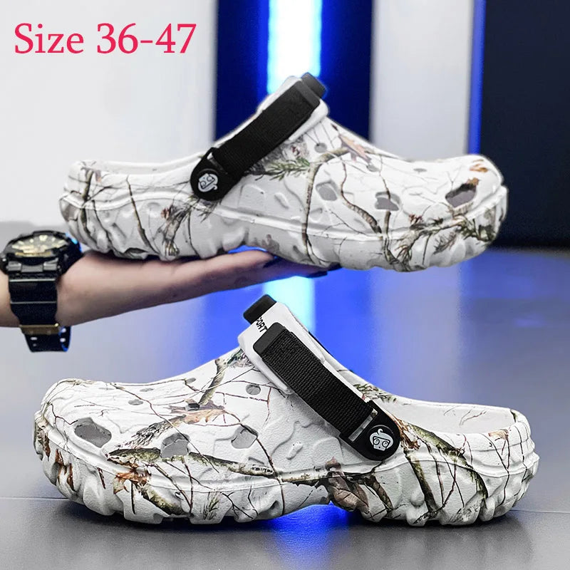 Sandalias de verano para hombres, sandalias para exteriores, zuecos suaves de jardín con agujeros, zapatos casuales para hombres, zapatos de agua a la moda, comodidad para el hogar, zapatos suaves de playa