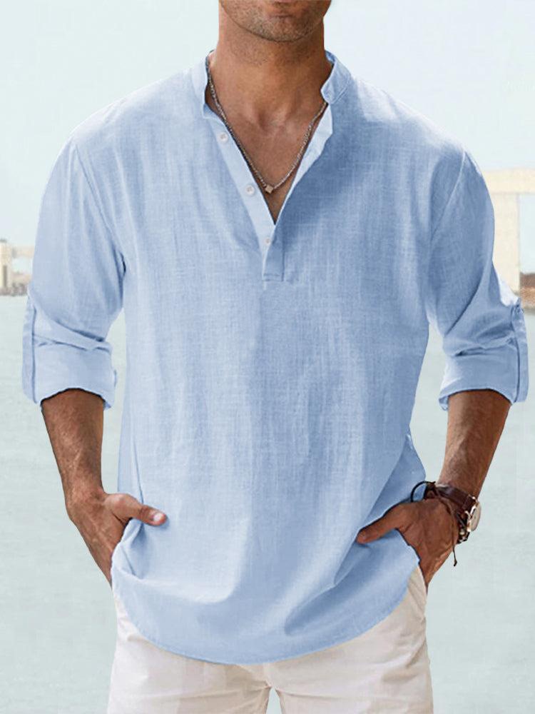 LAURENT MONACO | CAMISA MINIMALISTA CON CUELLO MANDARÍN PARA HOMBRE