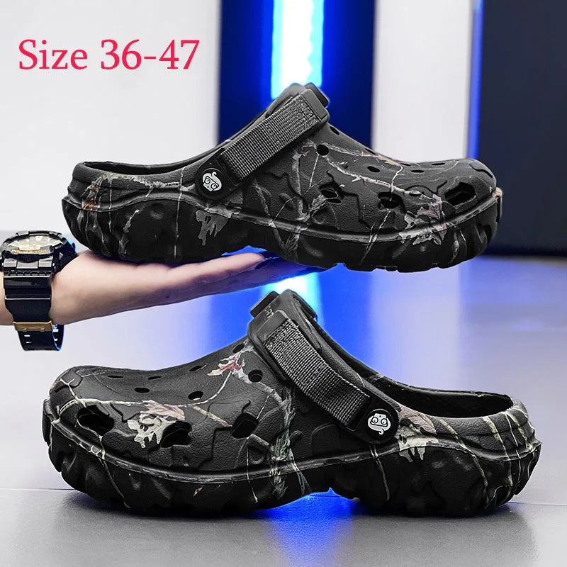 Sandalias de verano para hombres, sandalias para exteriores, zuecos suaves de jardín con agujeros, zapatos casuales para hombres, zapatos de agua a la moda, comodidad para el hogar, zapatos suaves de playa
