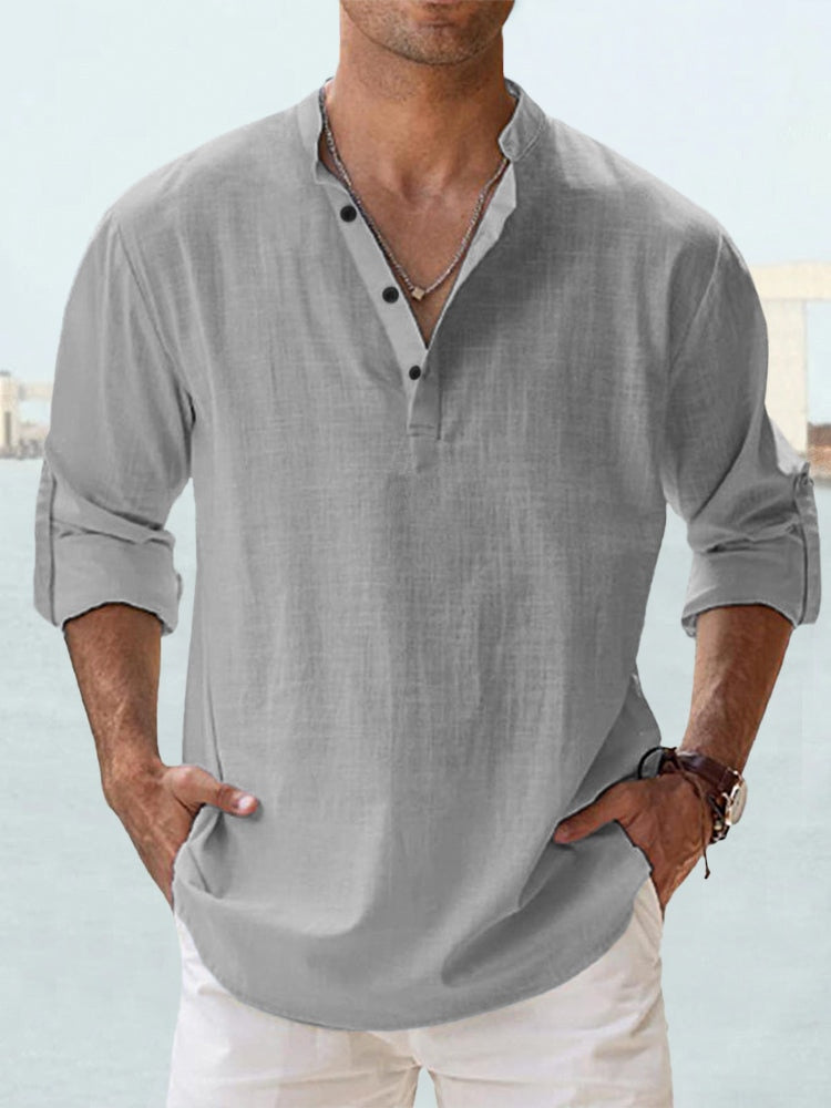 LAURENT MONACO | CAMISA MINIMALISTA CON CUELLO MANDARÍN PARA HOMBRE