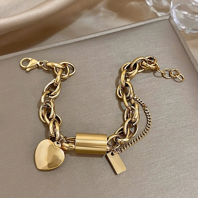 Guadalupe - Pulsera con Dije de Corazón Dorado