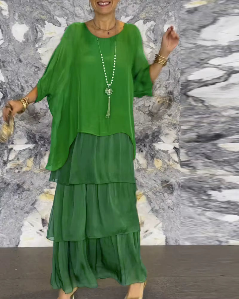 Nora – Vestido maxi con efecto de capas