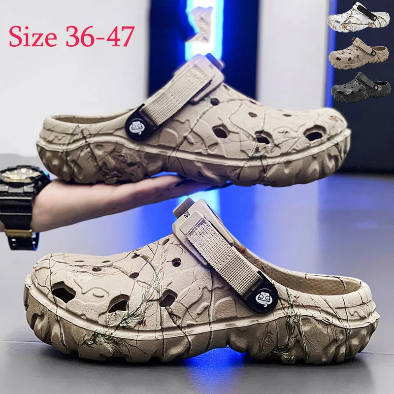 Sandalias de verano para hombres, sandalias para exteriores, zuecos suaves de jardín con agujeros, zapatos casuales para hombres, zapatos de agua a la moda, comodidad para el hogar, zapatos suaves de playa