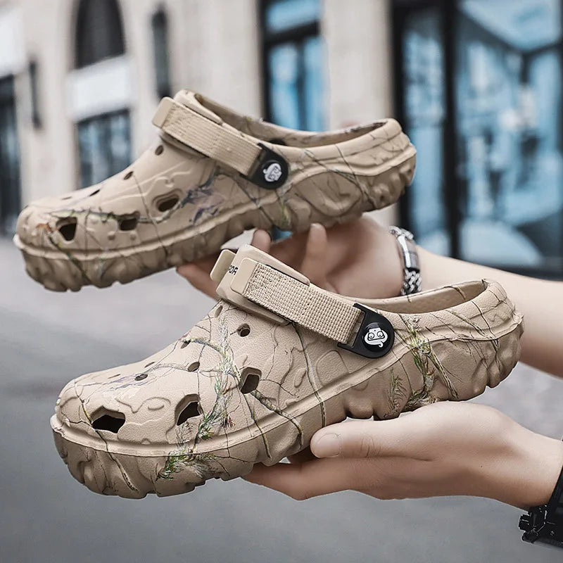Sandalias de verano para hombres, sandalias para exteriores, zuecos suaves de jardín con agujeros, zapatos casuales para hombres, zapatos de agua a la moda, comodidad para el hogar, zapatos suaves de playa