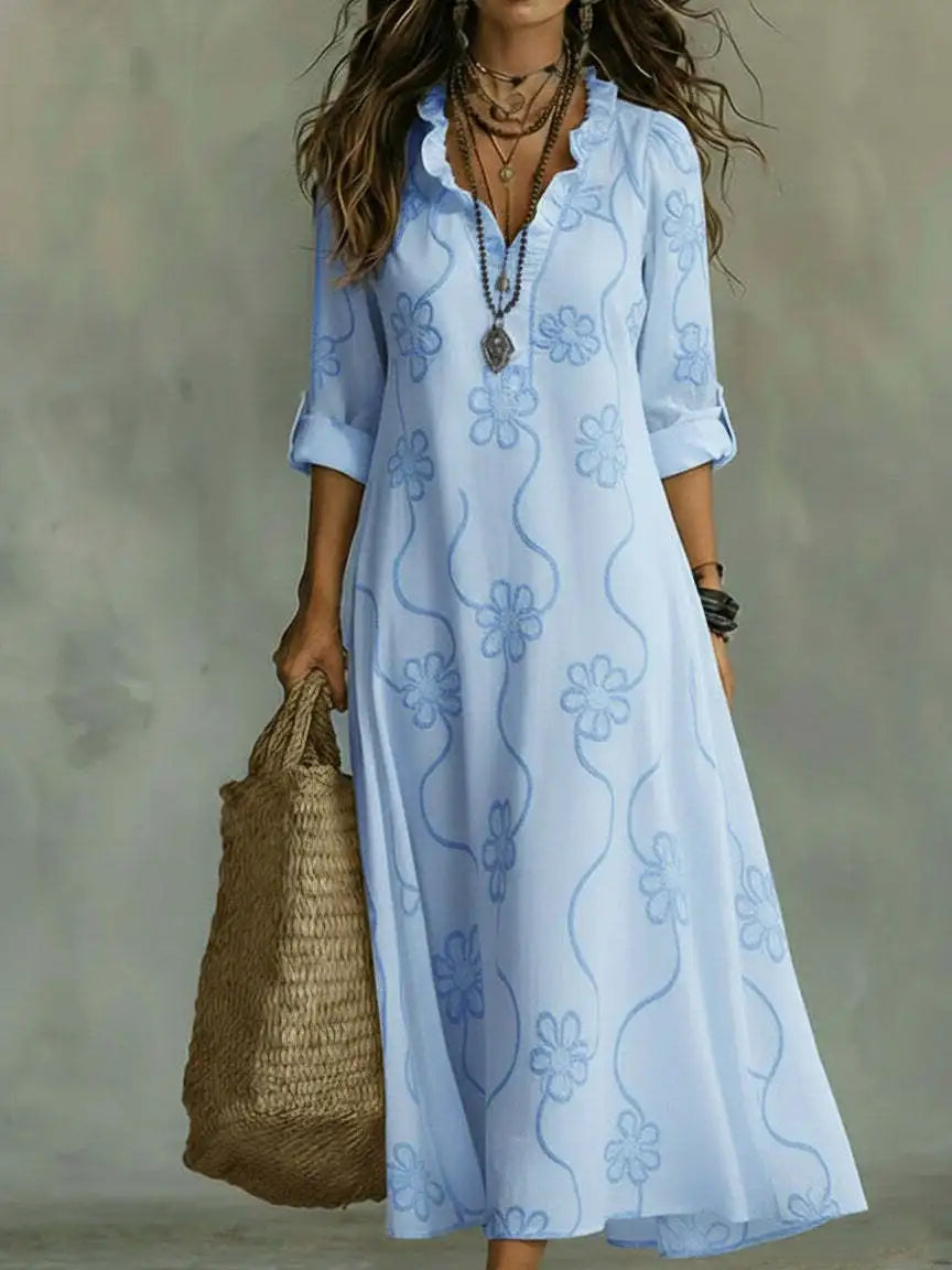 Vestido largo de verano con estampado floral siena