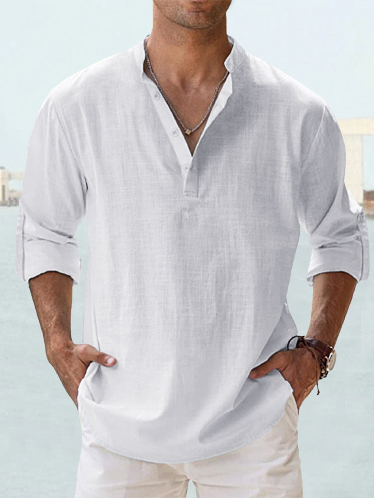 LAURENT MONACO | CAMISA MINIMALISTA CON CUELLO MANDARÍN PARA HOMBRE