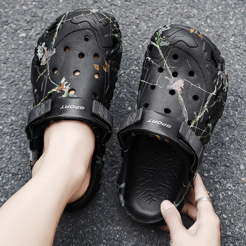 Sandalias de verano para hombres, sandalias para exteriores, zuecos suaves de jardín con agujeros, zapatos casuales para hombres, zapatos de agua a la moda, comodidad para el hogar, zapatos suaves de playa