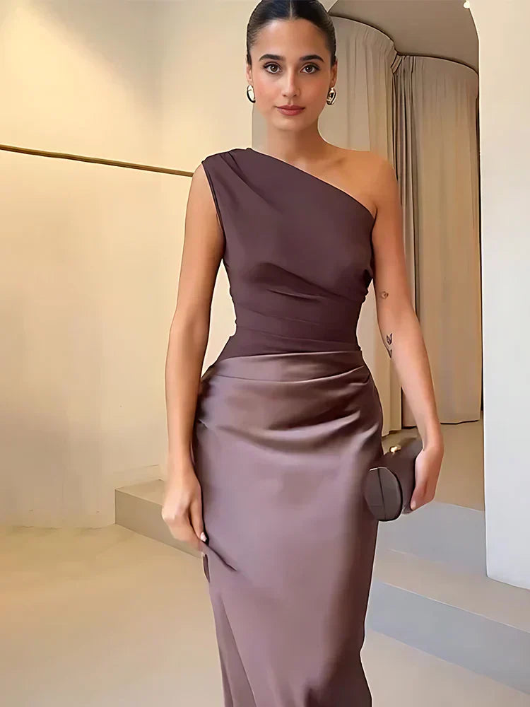 Luna™ | Vestido Maxi de Satén con apertura – Elegancia para la noche