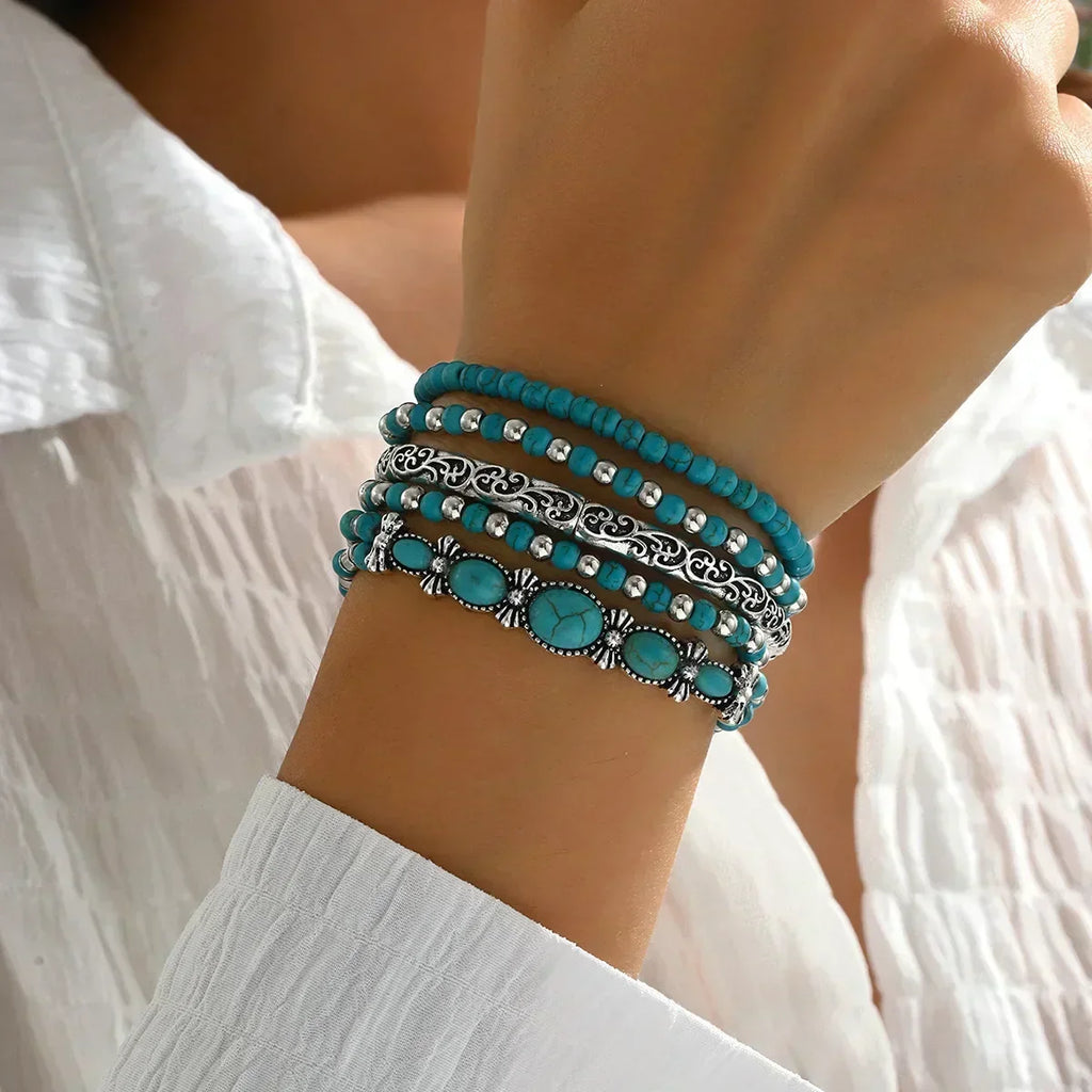 Verónica - Set de Pulseras con Cuentas Turquesa