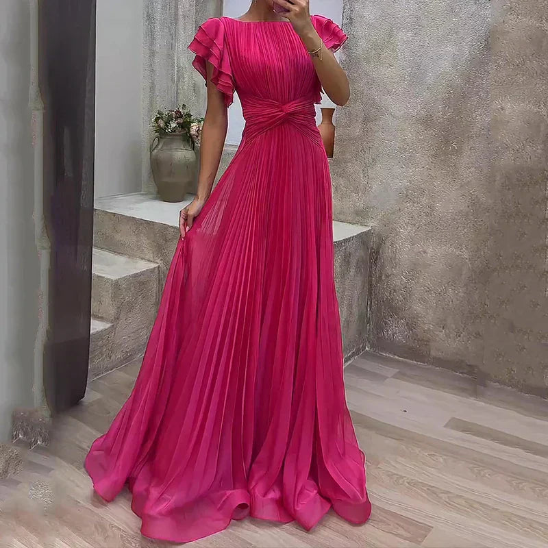 Rory Vestido de Noche Plisado — Vestimenta de Noche Elegante