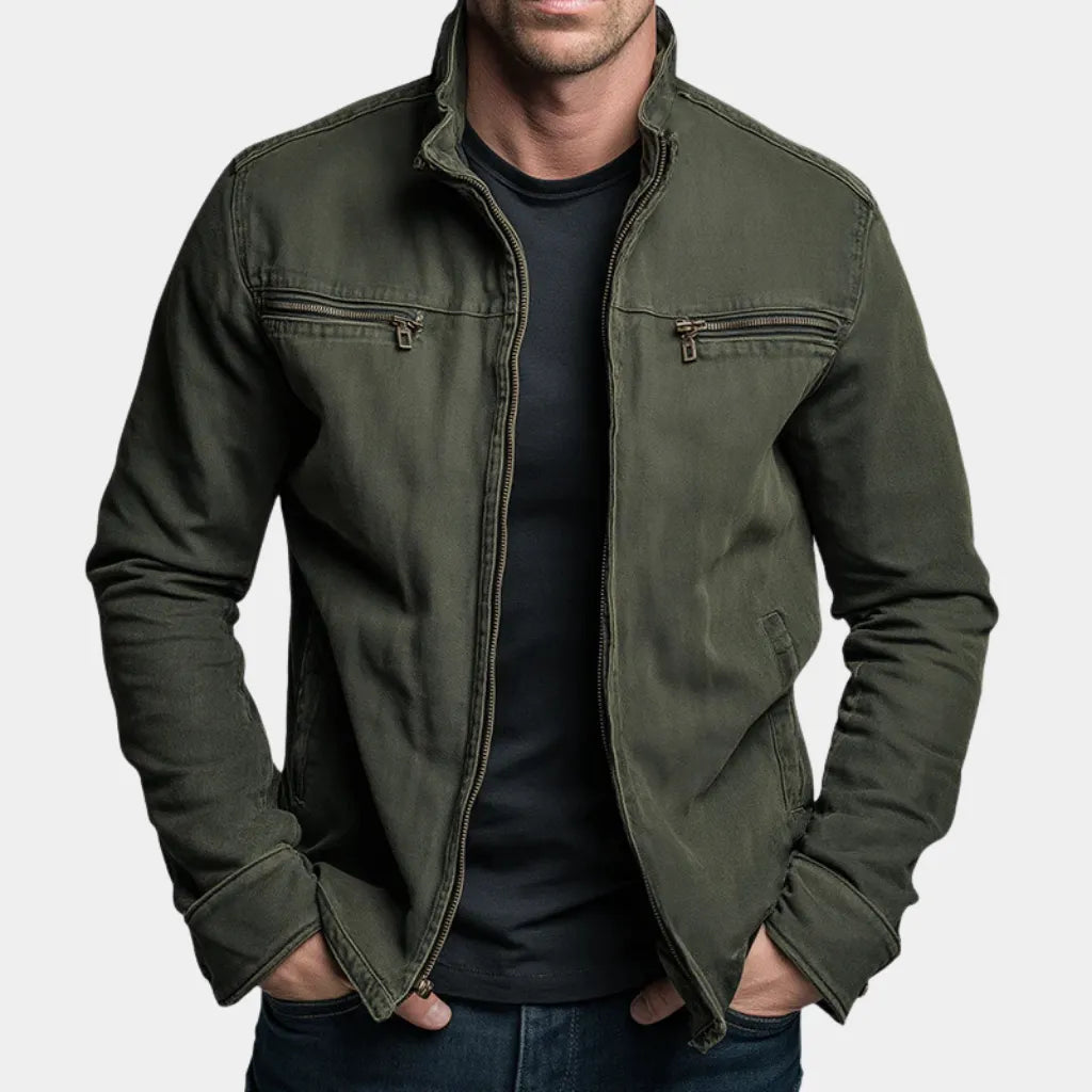 Chaqueta de algodón vintage con cremallera