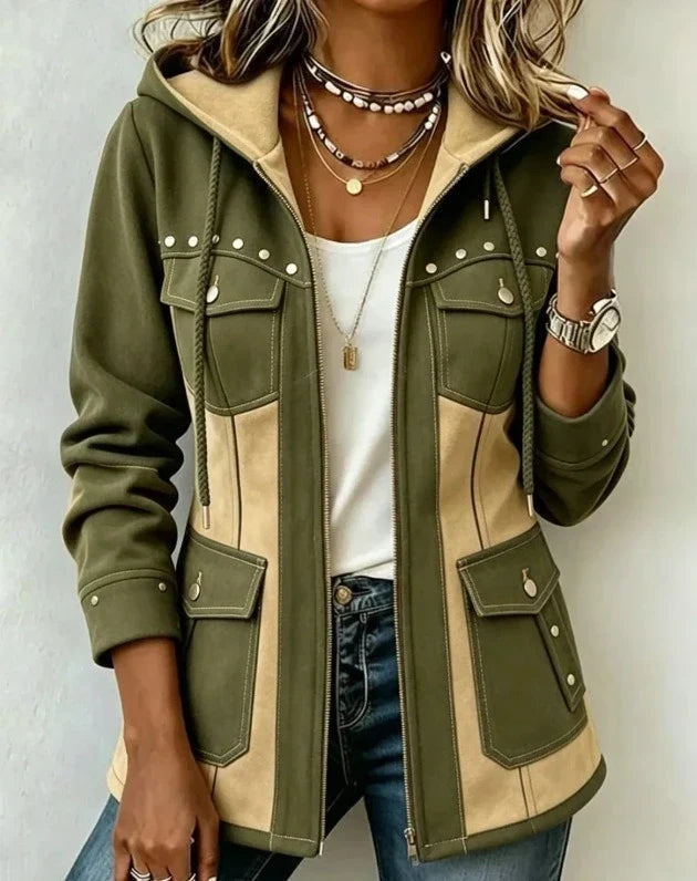 DELACROIX | Chaqueta con capucha bimaterial Véronique