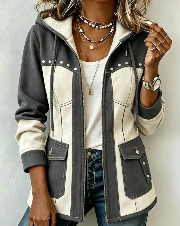 DELACROIX | Chaqueta con capucha bimaterial Véronique