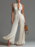 Mono Zsófia - Mono de chiffon blanco plisado