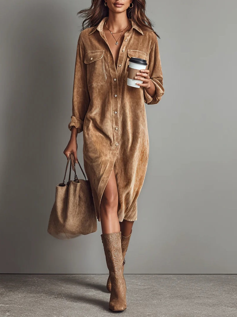 Rosaria – Vestido Midi Amplio con Dobles Bolsillos