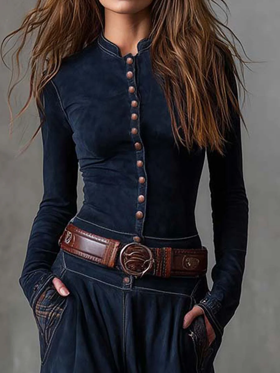 Livia – Maxi Vestido de Ante con Cinturón
