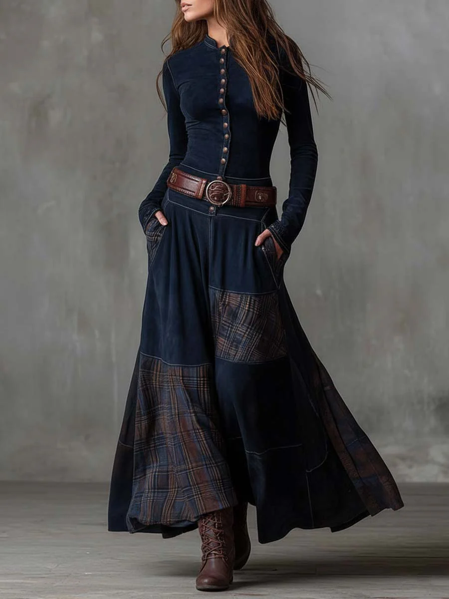 Livia – Maxi Vestido de Ante con Cinturón