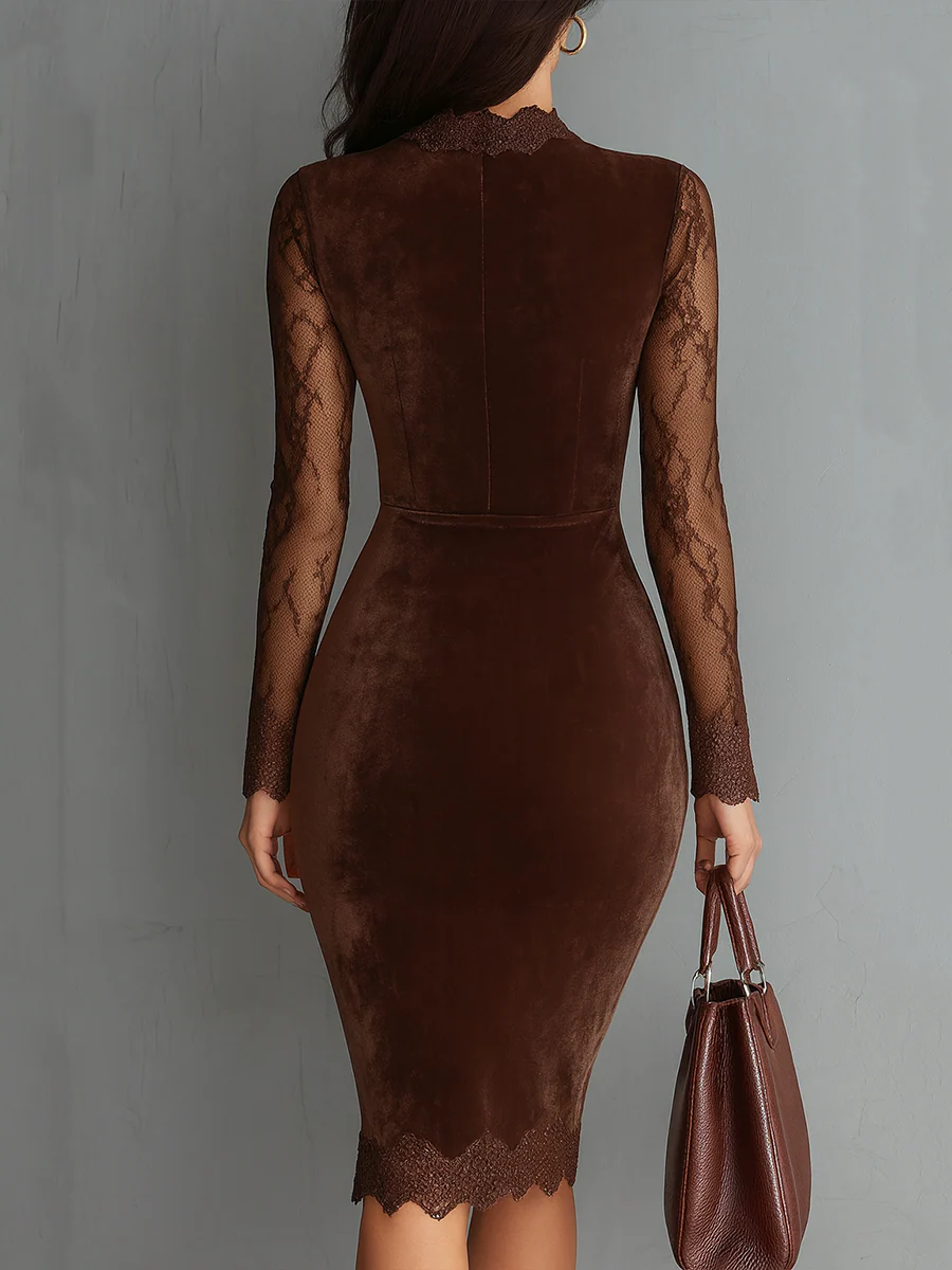 Aurélia™ | Mini Vestido de Terciopelo con Mangas de Encaje