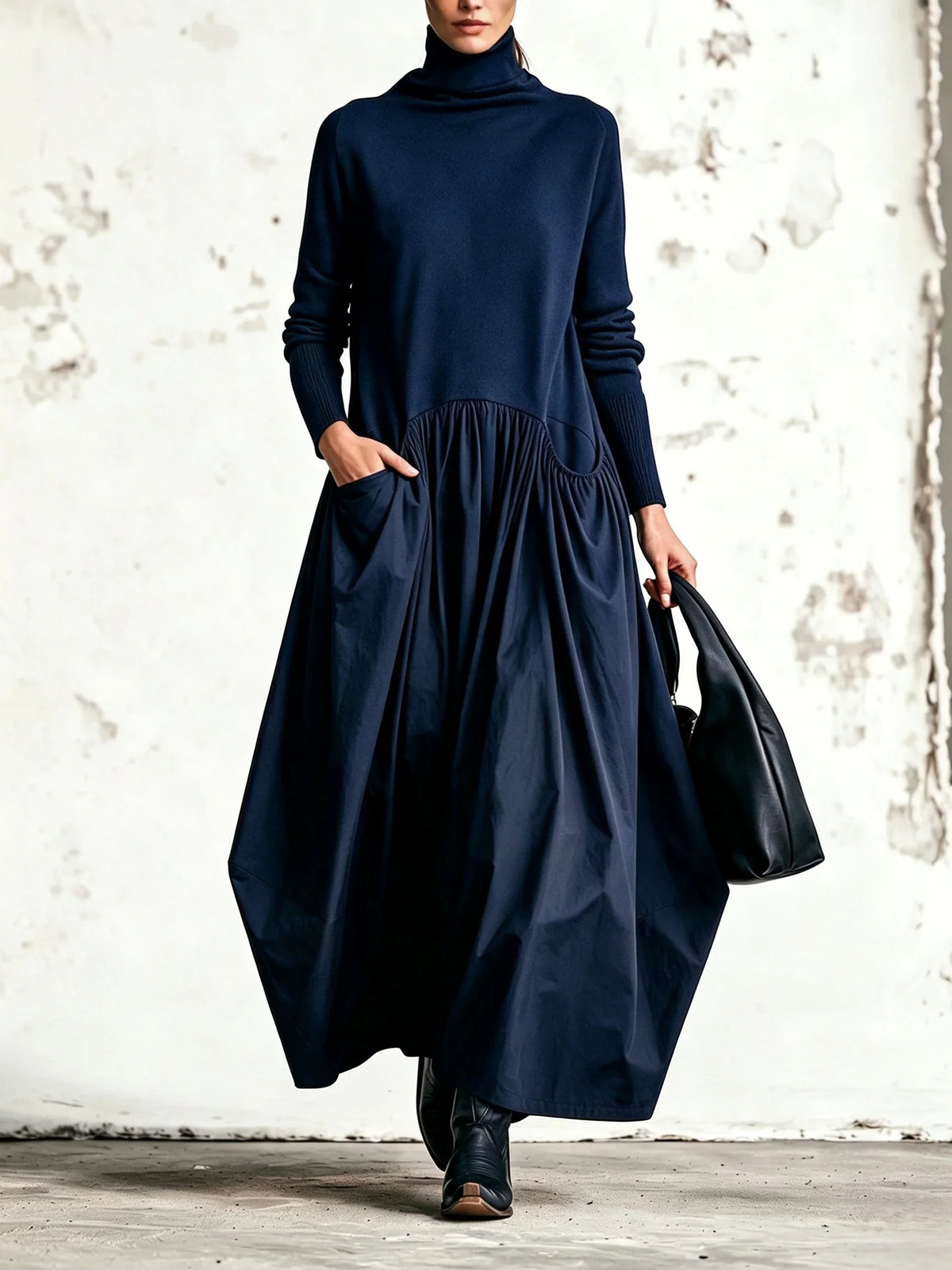 Adèle | Vestido Maxi de Cuello Vuelto con Cintura Caída